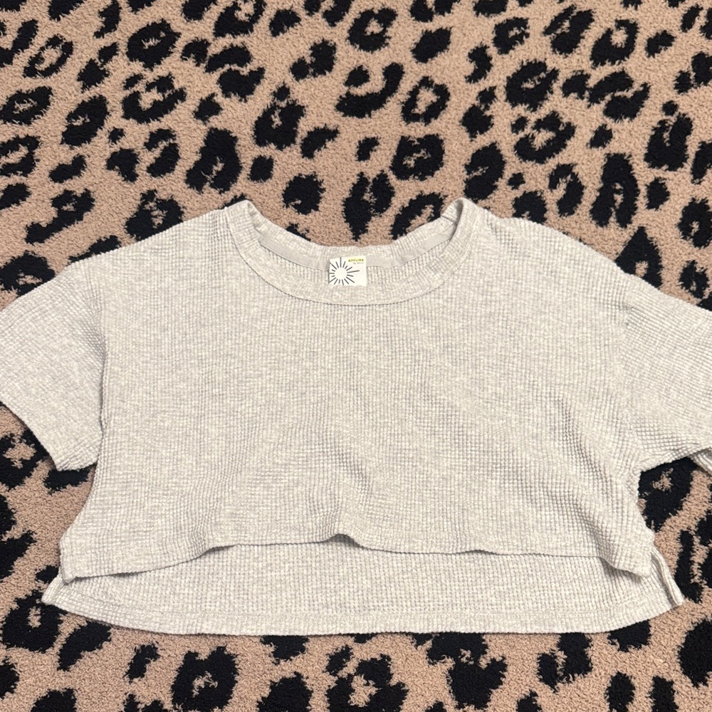 Offline heathered grey waffle knit cropped tshirt